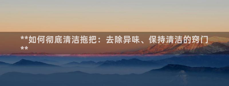 尊龙人生就是博官：**如何彻底清洁拖把：去除异味、保持清